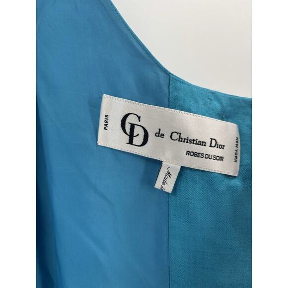 Christian Dior Vintage 90s Skirt Jacket Set Womens 10 Blue Rhinestone Button - Picture 5 of 16